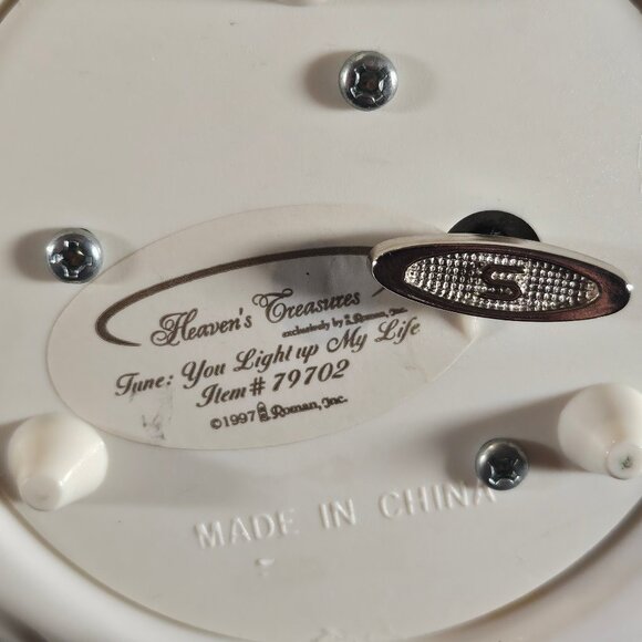 "Heaven's Treasures" White Porcelain Bisque Musical Angel Figurine by Roman Inc. - Picture 7 of 11